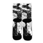 Monochrome Daisy Flower Print Long Socks