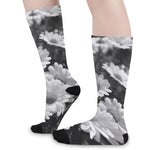 Monochrome Daisy Flower Print Long Socks