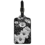 Monochrome Daisy Flower Print Luggage Tag