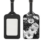 Monochrome Daisy Flower Print Luggage Tag