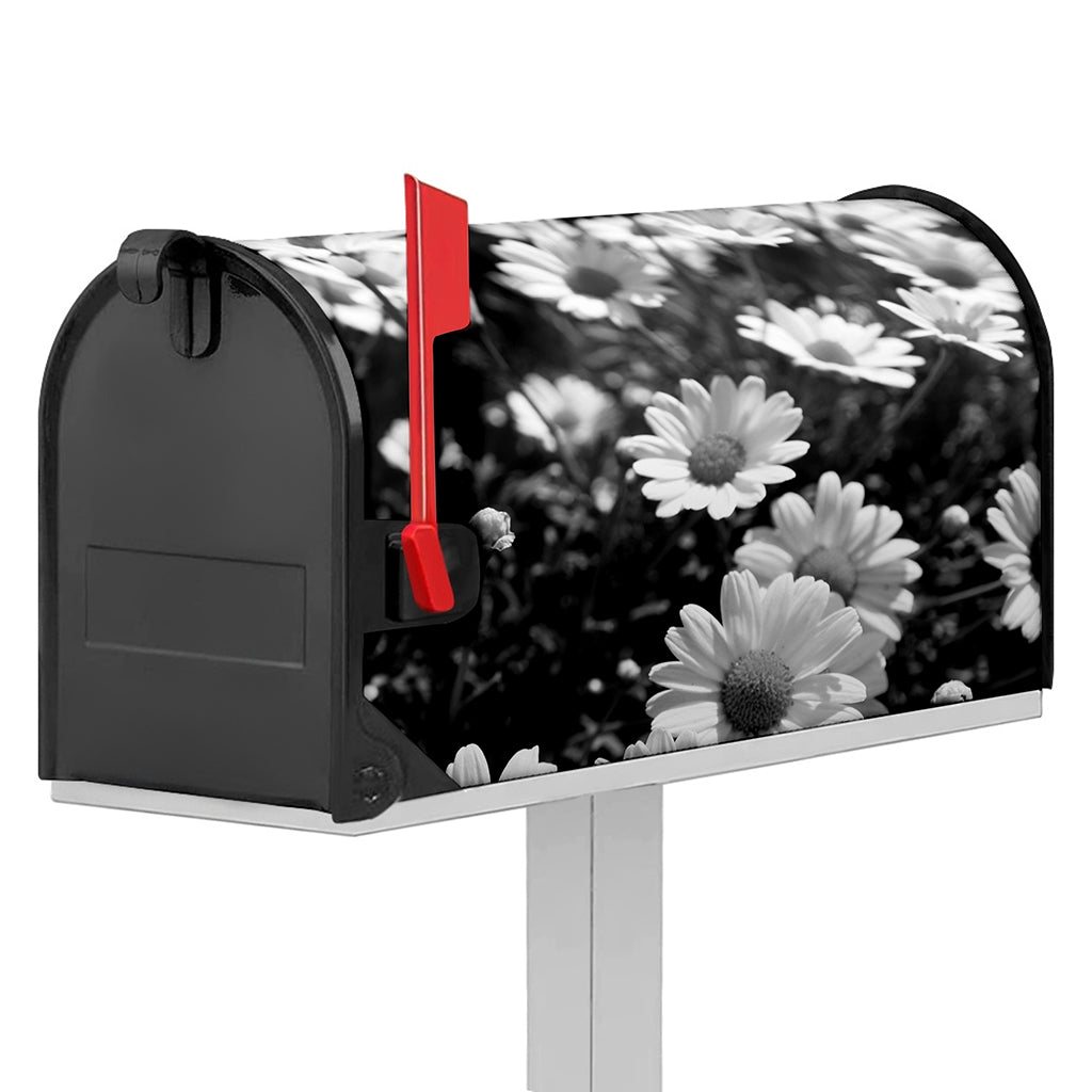Monochrome Daisy Flower Print Mailbox Cover