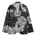 Monochrome Daisy Flower Print Men's Blazer