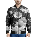 Monochrome Daisy Flower Print Men's Bomber Jacket