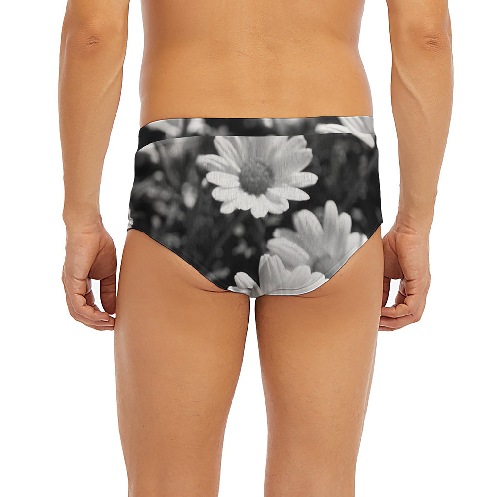 Monochrome Daisy Flower Print Men's Briefs