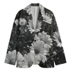 Monochrome Daisy Flower Print Men's Cotton Blazer