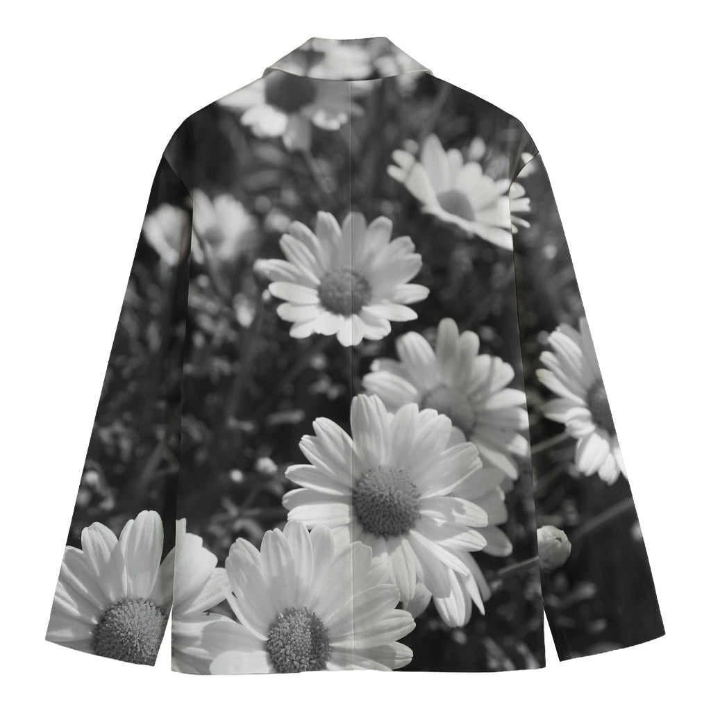 Monochrome Daisy Flower Print Men's Cotton Blazer