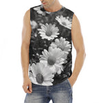 Monochrome Daisy Flower Print Men's Fitness Tank Top