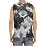 Monochrome Daisy Flower Print Men's Fitness Tank Top