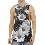 Monochrome Daisy Flower Print Men's Muscle Tank Top