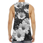 Monochrome Daisy Flower Print Men's Muscle Tank Top