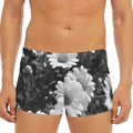 Monochrome Daisy Flower Print Men's Short Boxer Briefs