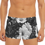 Monochrome Daisy Flower Print Men's Short Boxer Briefs