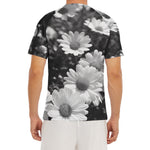 Monochrome Daisy Flower Print Men's Short Sleeve Rash Guard