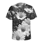 Monochrome Daisy Flower Print Men's Sports T-Shirt