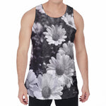 Monochrome Daisy Flower Print Men's Velvet Tank Top
