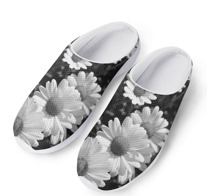 Monochrome Daisy Flower Print Mesh Casual Shoes