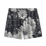 Monochrome Daisy Flower Print Mesh Shorts