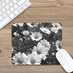 Monochrome Daisy Flower Print Mouse Pad