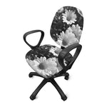 Monochrome Daisy Flower Print Office Chair Cover