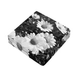 Monochrome Daisy Flower Print Outdoor Seat Cushion Cover