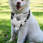 Monochrome Daisy Flower Print Over The Collar Dog Bandana
