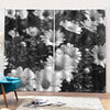 Monochrome Daisy Flower Print Pencil Pleat Curtains