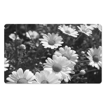 Monochrome Daisy Flower Print Polyester Doormat