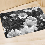 Monochrome Daisy Flower Print Polyester Doormat
