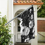Monochrome Daisy Flower Print Polyester Flag