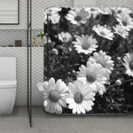 Monochrome Daisy Flower Print Polyester Shower Curtain