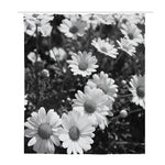 Monochrome Daisy Flower Print Polyester Shower Curtain