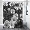 Monochrome Daisy Flower Print Premium Shower Curtain