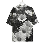 Monochrome Daisy Flower Print Rayon Hawaiian Shirt