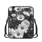 Monochrome Daisy Flower Print Rectangular Crossbody Bag