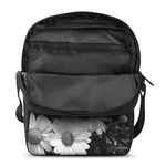 Monochrome Daisy Flower Print Rectangular Crossbody Bag