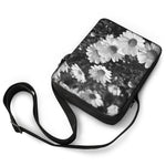 Monochrome Daisy Flower Print Rectangular Crossbody Bag