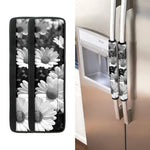 Monochrome Daisy Flower Print Refrigerator Handle Covers