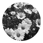 Monochrome Daisy Flower Print Round Blanket