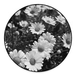 Monochrome Daisy Flower Print Round Floor Mat