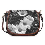 Monochrome Daisy Flower Print Saddle Bag