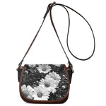 Monochrome Daisy Flower Print Saddle Bag
