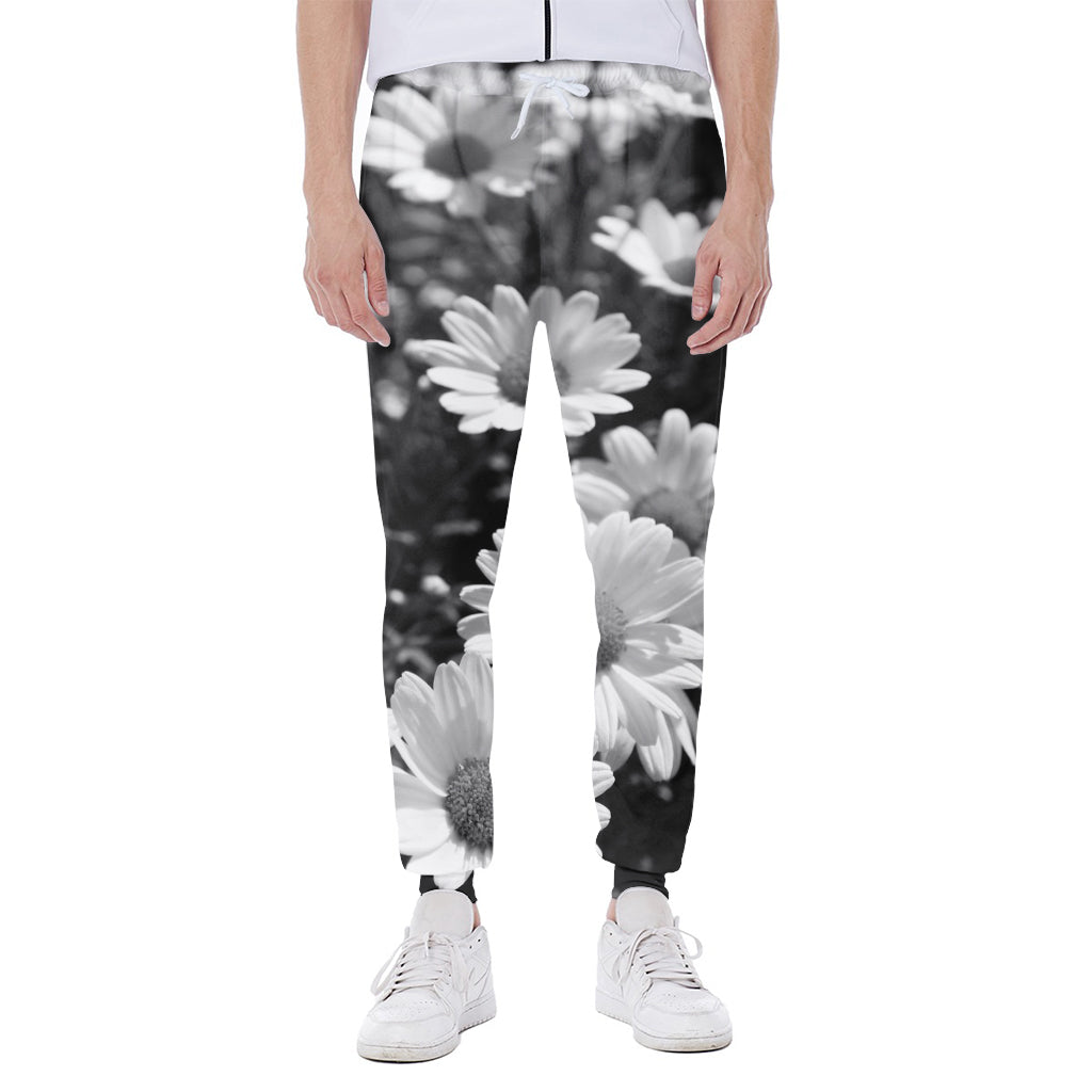 Monochrome Daisy Flower Print Scuba Joggers