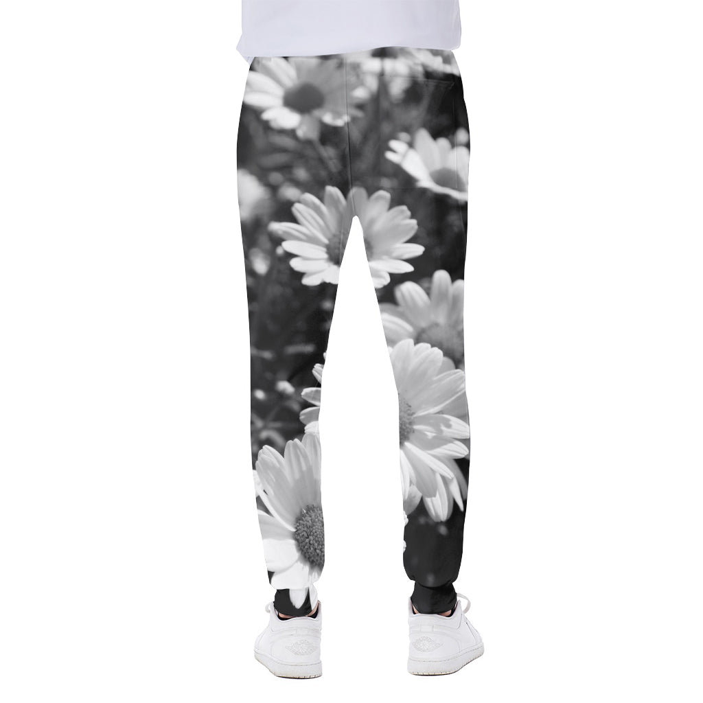 Monochrome Daisy Flower Print Scuba Joggers