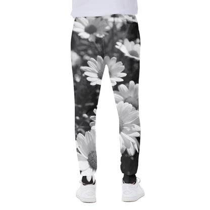 Monochrome Daisy Flower Print Scuba Joggers