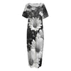 Monochrome Daisy Flower Print Short Sleeve Long Nightdress