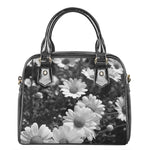 Monochrome Daisy Flower Print Shoulder Handbag