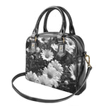 Monochrome Daisy Flower Print Shoulder Handbag