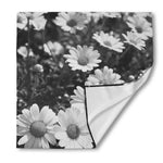 Monochrome Daisy Flower Print Silk Bandana