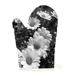 Monochrome Daisy Flower Print Single Oven Mitt