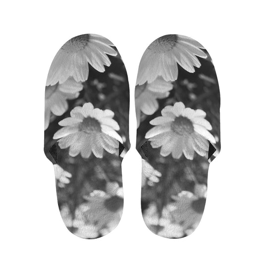 Monochrome Daisy Flower Print Slippers